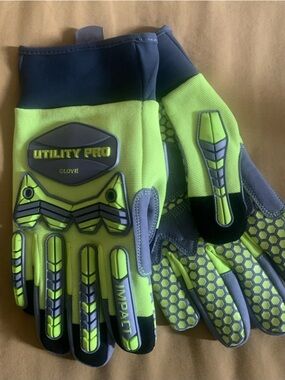 Men's High-Visibility Impact Work Gloves - Lime/Gray